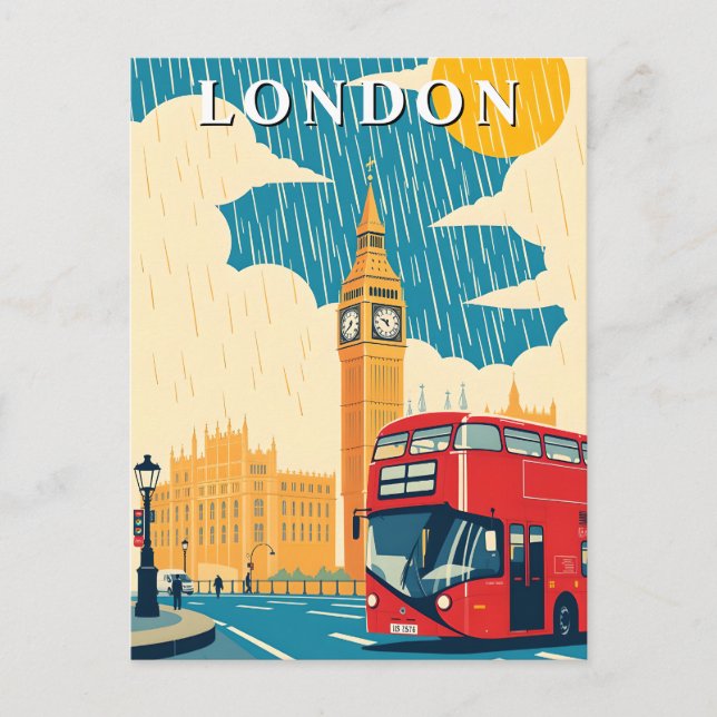 Iconic London UK Travel Vintage Travel Art Postkarte (Vorderseite)