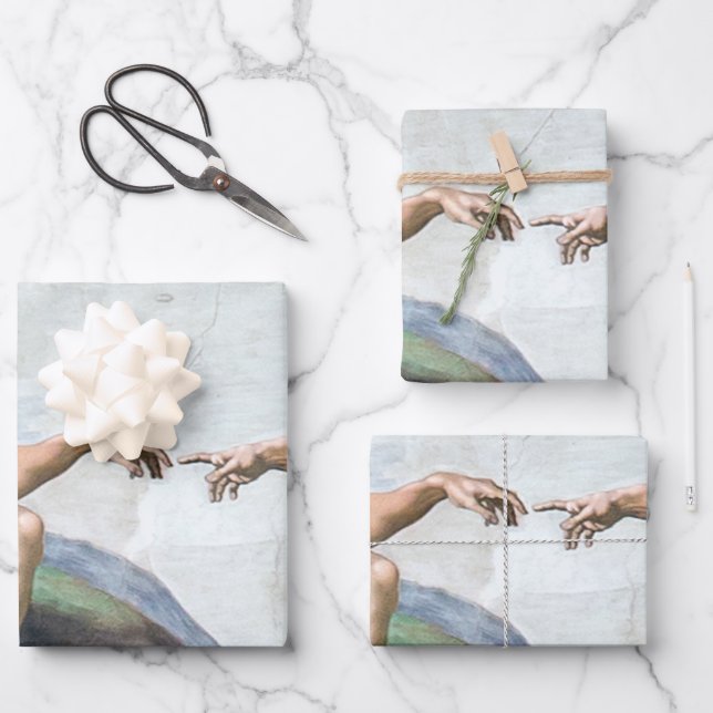 Iconic Michelangelo Creation of Adam Poster Geschenkpapier Set (Vorderseite)