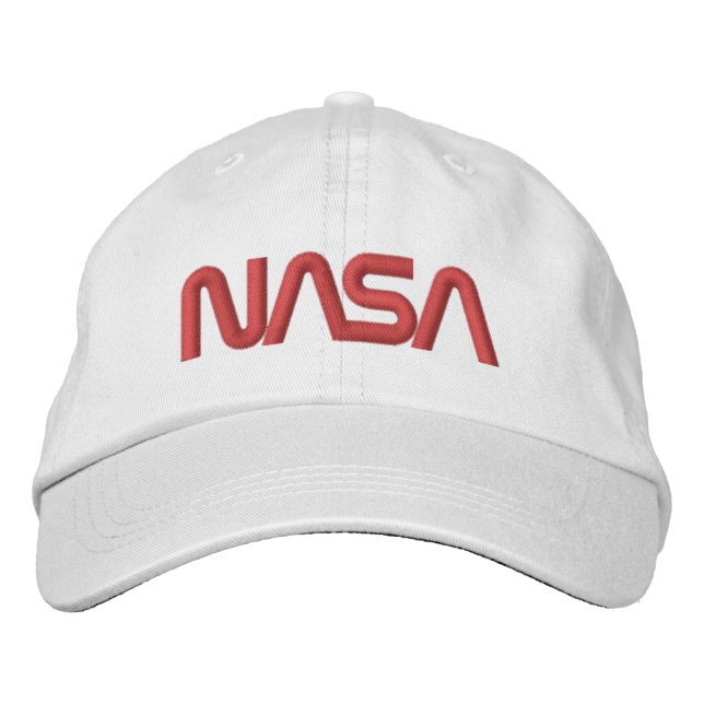 Iconic NASA Circa Rocket White Cotton Bestickte Baseballkappe (Vorderseite)
