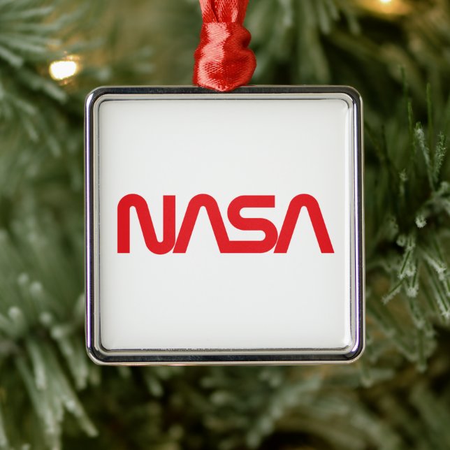 Iconic NASA Circa Square Ornament (Rocket White) (Baum)