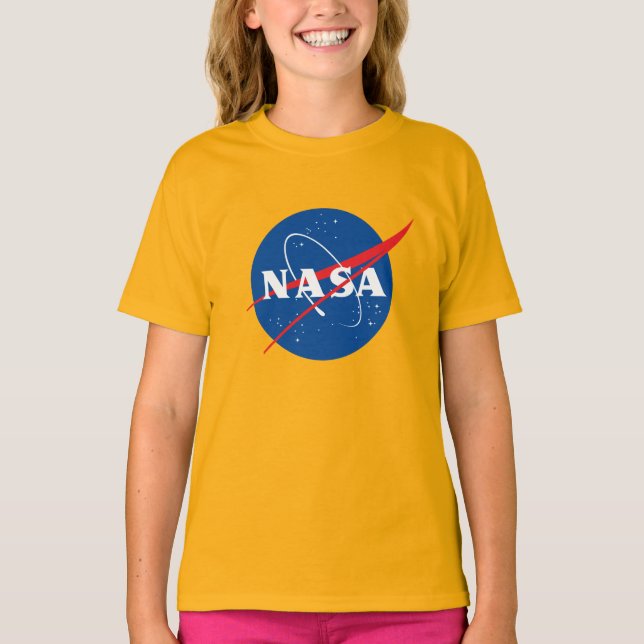 Iconic NASA Girls’ Cotton T - Shirt (Saturn Gold) (Vorderseite)