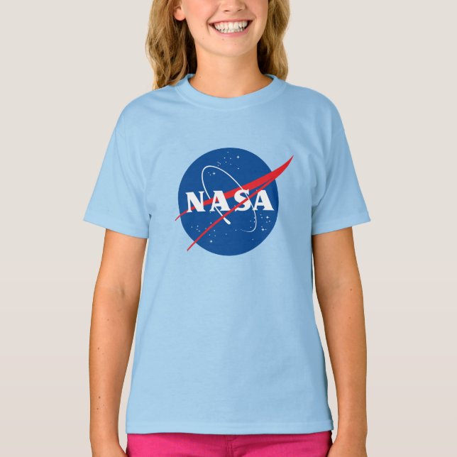 Iconic NASA Girls’ Cotton T - Shirt (Uranus Blue) (Vorderseite)
