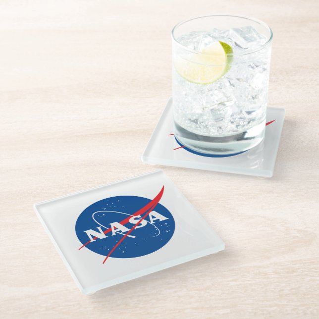 Iconic NASA Square 100% Glas Untersetzer (Schrägansicht)