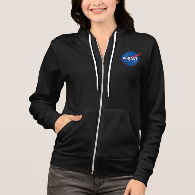 Iconic NASA Women's Zip Up Hoodie (Eclipse Black) (Vorderseite)