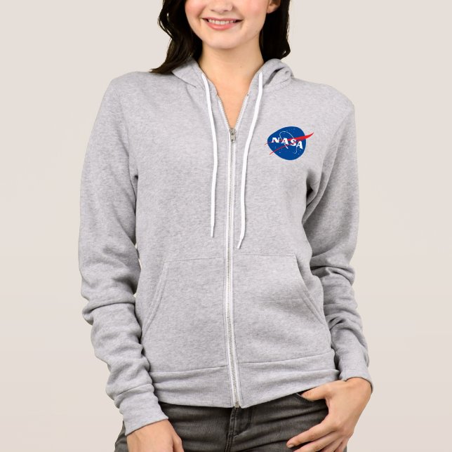Iconic NASA Women's Zip Up Hoodie (Mercury Gray) (Vorderseite)