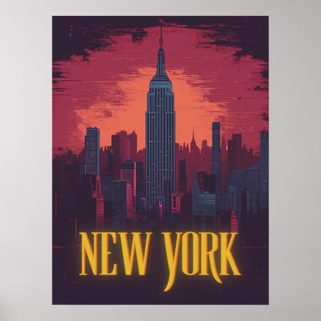 Iconic New York Cityscape - Nighttime Skyline Poster (Vorne)