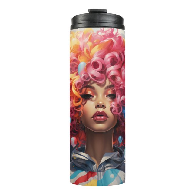 Iconic Painterly Afro Girl Tumbler Thermosbecher (Vorderseite)
