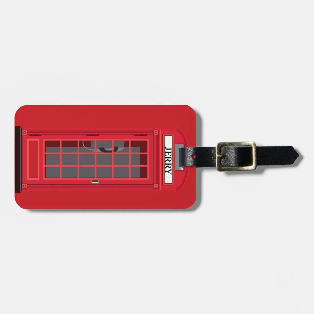 Iconic Red London Phone Booth with name reversible Gepäckanhänger (Vorderseite horizontal)