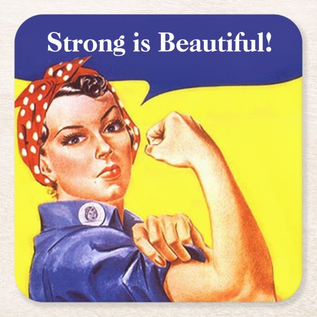 Iconic Rosie der Riveter Strong ist schön! Cool Rechteckiger Pappuntersetzer (Vorderseite)