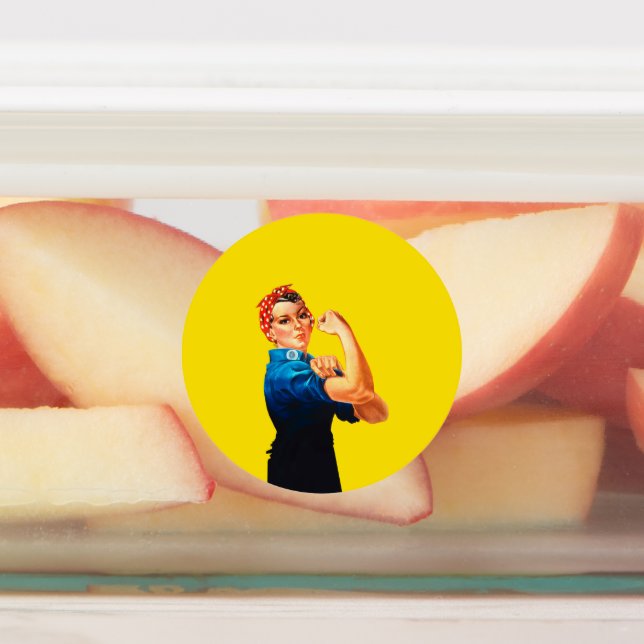 Iconic Rosie The Riveter Retro Style Etiketten (Befestigt)