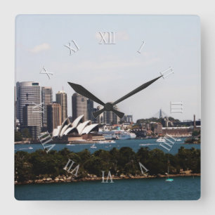 Iconic Sydney Australia View Clock Quadratische Wanduhr