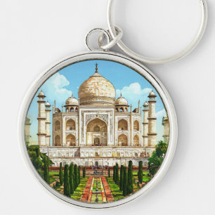 Iconic Taj Mahal im Verzierten Circle Frame Schlüsselanhänger