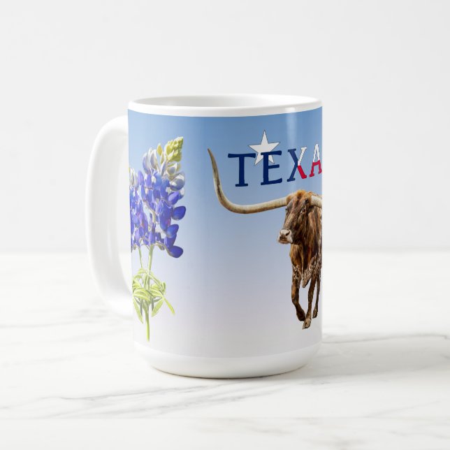 Iconic Texas auf hellblau, Tasse (Vorderseite Links)