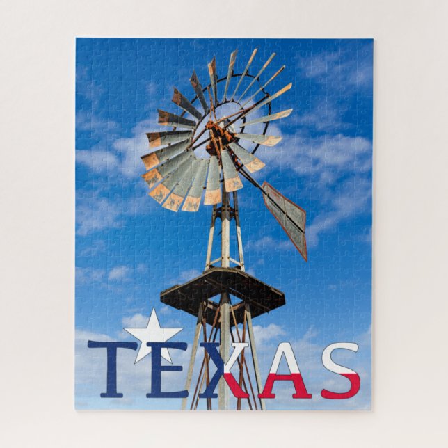 Iconic Texas Image, Windmill und Texas Logo Puzzle (Vertikal)
