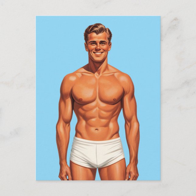 Iconic Vigor: Solo Portrait in Retro Style Postkarte (Vorderseite)