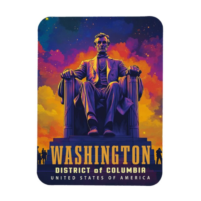 Iconic Washington D.C. mit Lincoln Memorial Magnet (Vertikal)