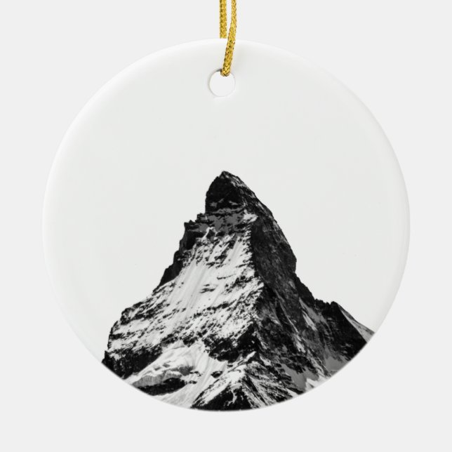 Iconische Alp Matterhorn im Schwarzen Tasse Keramik Ornament (Vorne)