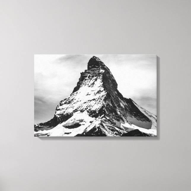 Iconische Alpen Matterhorn im Schwarzen und Weißen Leinwanddruck (Vorderseite)