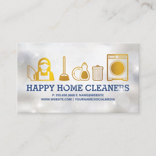 Icons für Hausreinigung | GLITZERN Visitenkarte (Vorderseite)