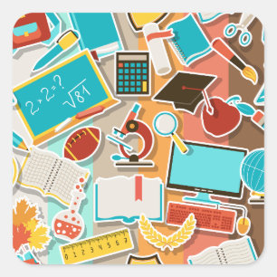 Icons für Schulgeräte Quadratischer Aufkleber