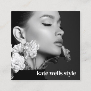 Icons für soziale Netzwerke im Schwarzen Foto Quadratische Visitenkarte