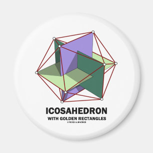 Icosahedron mit goldenen Rechtecken (Geometrie) Magnet