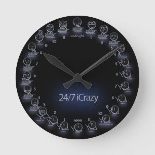 "iCrazy" Internet Geek 24 Stunden Zeitplan Wall Cl Runde Wanduhr