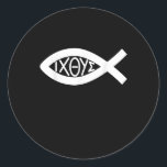 Icthys-Symbol für den Christlichen Glauben Runder Aufkleber<br><div class="desc">Das ist ein großartiges Geschenk für Ihre Familie,  Freunde,  die Jesus Liebe. Sie werden sich freuen,  dieses Geschenk von Ihnen während der Ferienzeit oder an jedem anderen Tag zu erhalten.</div>