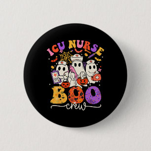 Icu Boo Crew Kostüm Funny Nurse Ghost Halloween Button