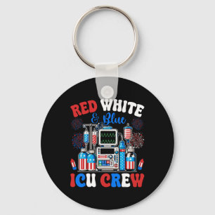 Icu Crew Rot Weiß Blau 4. Juli Feuerwerk USA Schlüsselanhänger