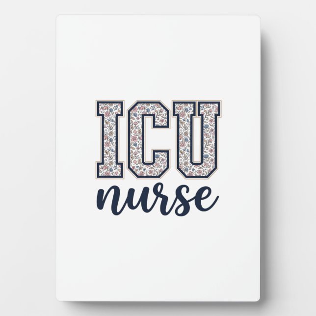 ICU-Krankenschwester Floral Varsity-Shirt Design_1 Fotoplatte (Vorderseite)