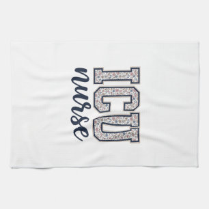 ICU-Krankenschwester Floral Varsity-Shirt Design_1 Geschirrtuch