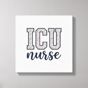 ICU-Krankenschwester Floral Varsity-Shirt Design_1 Leinwanddruck