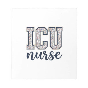 ICU-Krankenschwester Floral Varsity-Shirt Design_1 Notizblock