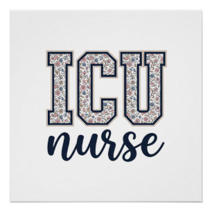 ICU-Krankenschwester Floral Varsity-Shirt Design_1 Poster