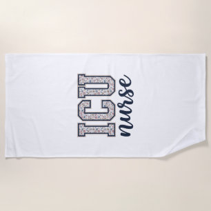ICU-Krankenschwester Floral Varsity-Shirt Design_1 Strandtuch