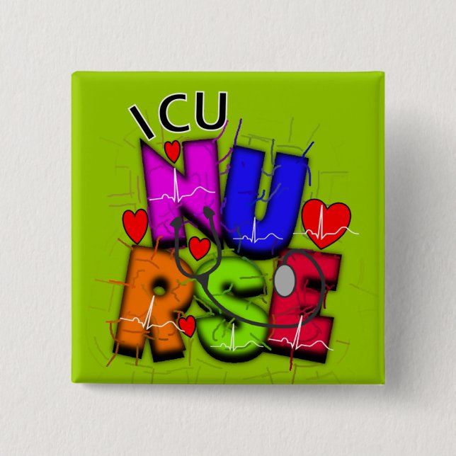 ICU Krankenschwester-Geschenke, künstlerischer QRS Button (Vorderseite)