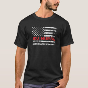 ICU-Krankenschwester USA-Flagge Beruf Retro-Job-Ti T-Shirt