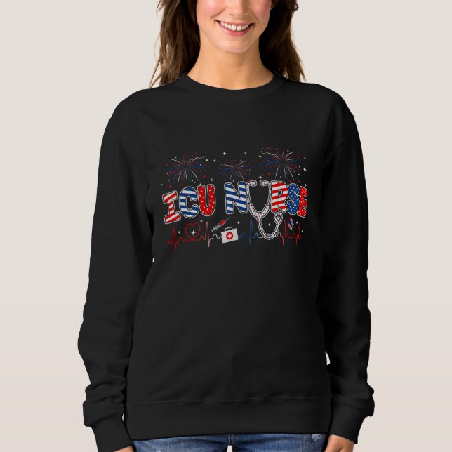 Icu Nurse 4. Juli American Patriotic Usa Steth Sweatshirt (Vorderseite)