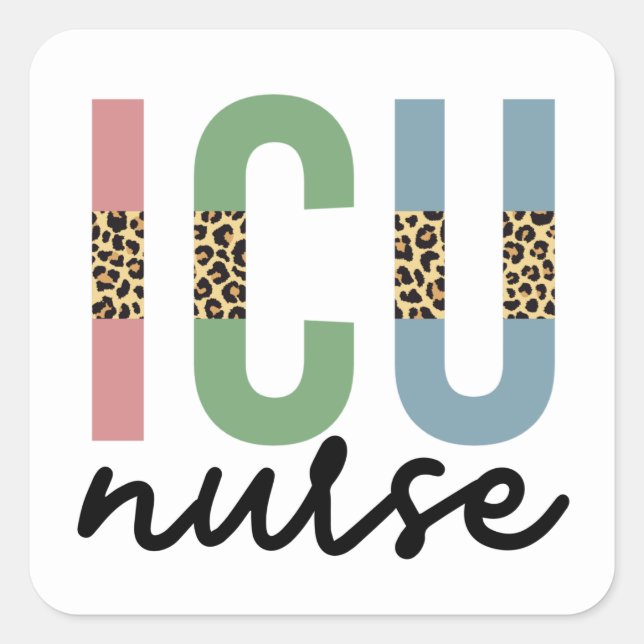 ICU Nurse Cheetah RN Krankenschwester Wertgutschei Quadratischer Aufkleber (Vorderseite)