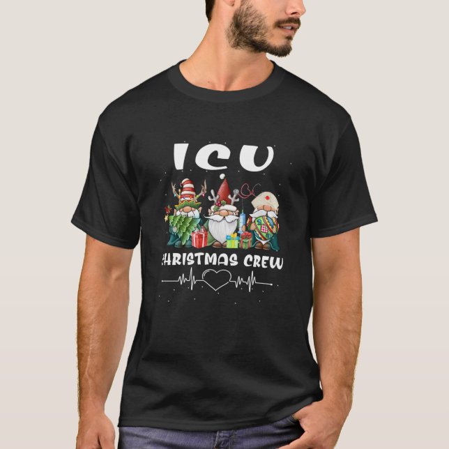ICU Nurse Christmas Crew Cute Gnomes Christmas Nur T-Shirt (Vorderseite)