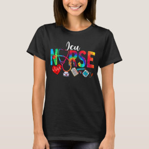 ICU Nurse Gefärbte Krawatte Liebe Herz Stethoscope T-Shirt