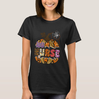 ICU Nurse Halloween Pumpkin Leopard Intensivmedizi T-Shirt