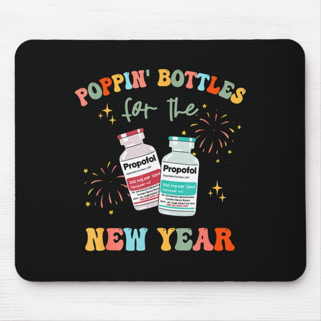 Icu Nurse New Year Eve Outfit Pn Bottles Er Rn Cna Mousepad (Vorne)