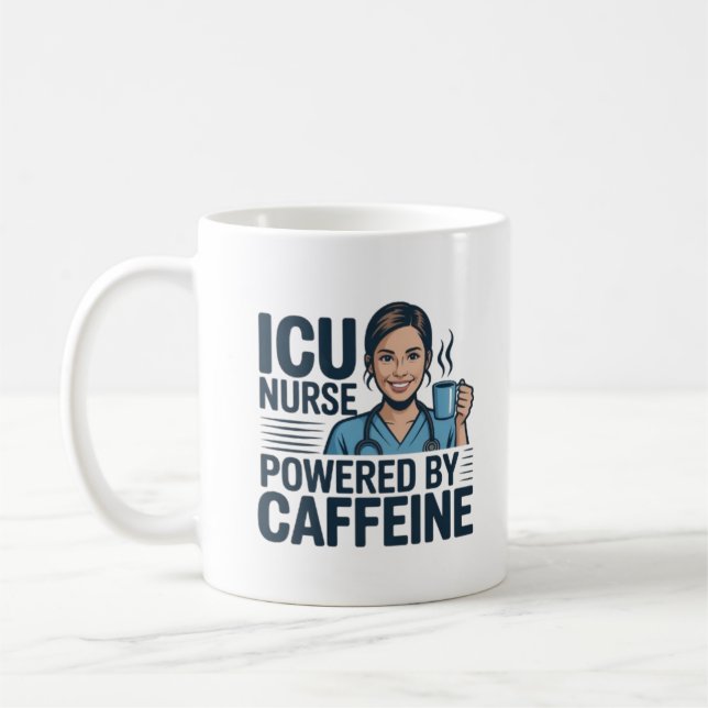 ICU Nurse Powered By Caffeine Funny Nurse Coffee M Kaffeetasse (Links)