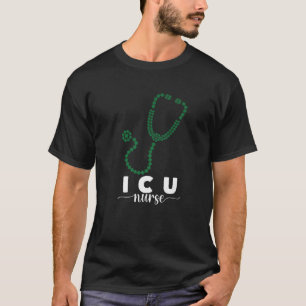 ICU Nurse St Patrick's Day Vierblättriges Kleeblat T-Shirt