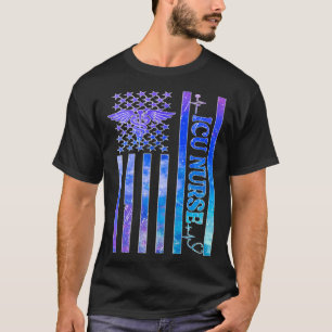 ICU Nurse US Flag Intensive Care Unit Nurse ICU Nu T-Shirt