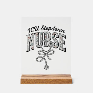 ICU-Schwester mit Vintage-Blumen-Stethoskop-Shirt Acrylschild