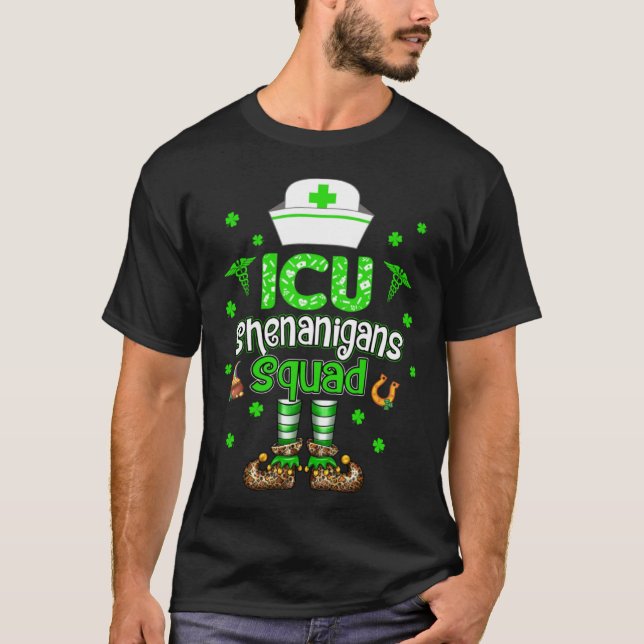 ICU Shenanigans Squad Family Group Nurse St Patric T-Shirt (Vorderseite)