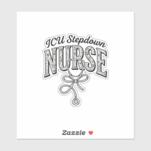 ICU Stepdown Krankenschwester Vintage Blumen Steth Aufkleber